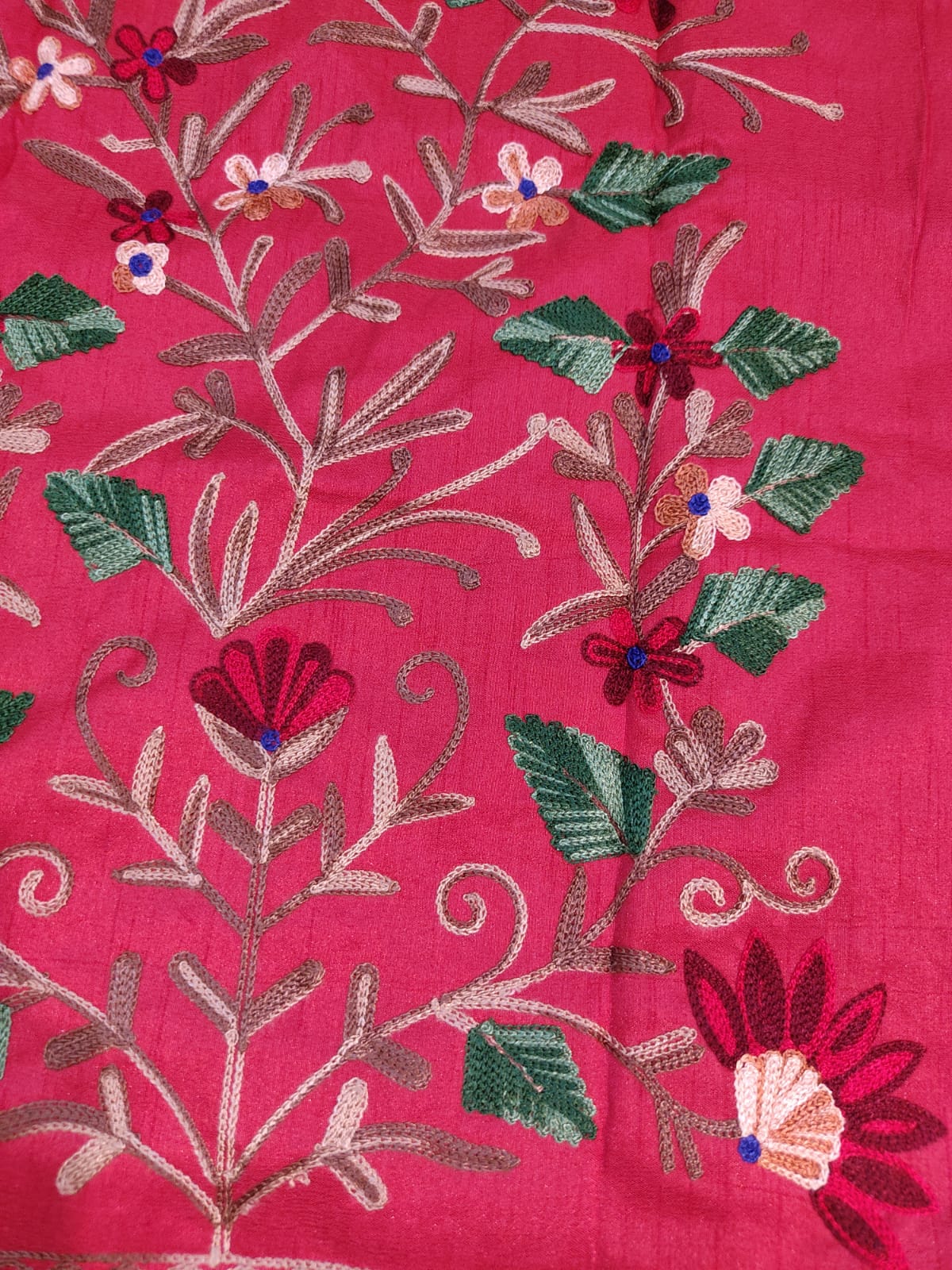 Artisan-Crafted Kashmiri Aari Embroidered Jacket - Red Floral Statement Coat