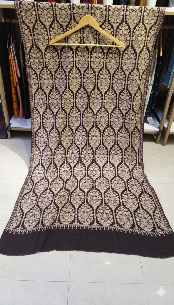 Elegant Black Pashmina Aari Embroidered Shawl