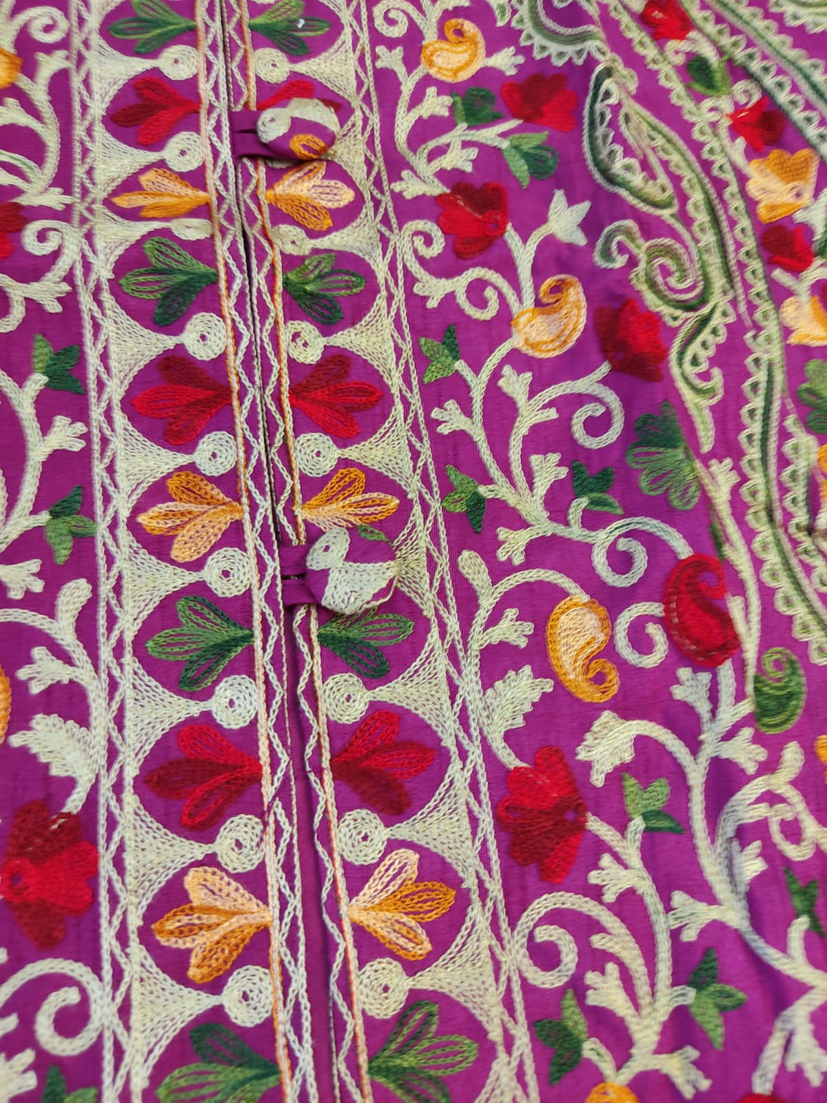 Hand-Embroidered Purple Kashmiri Jacket | Traditional Aari Work Tunic | Phiran Style Coat | Designer Ethnic Wear | Unique Gift for Her