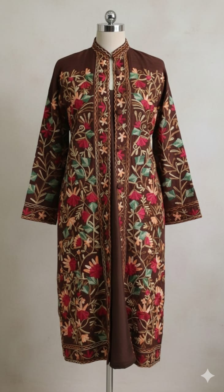 Kashmiri Aari Silk Jacket/Coat brown