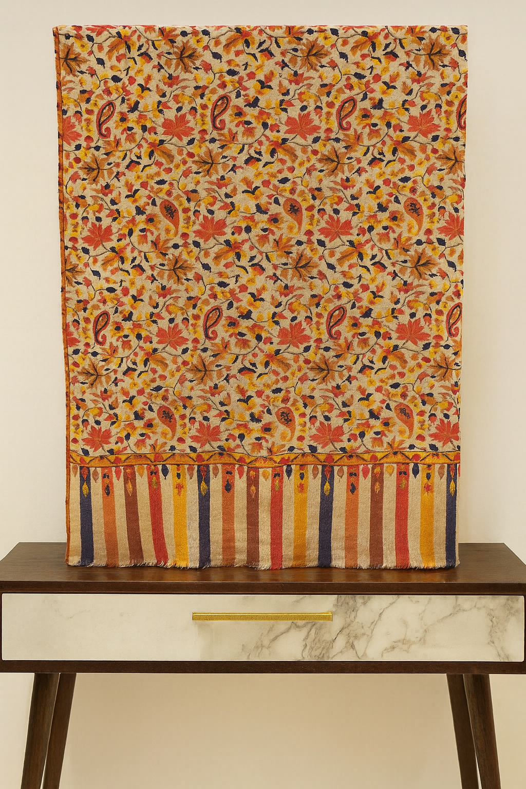 Heritage Floral Paisley Printed Pashmina Shawl