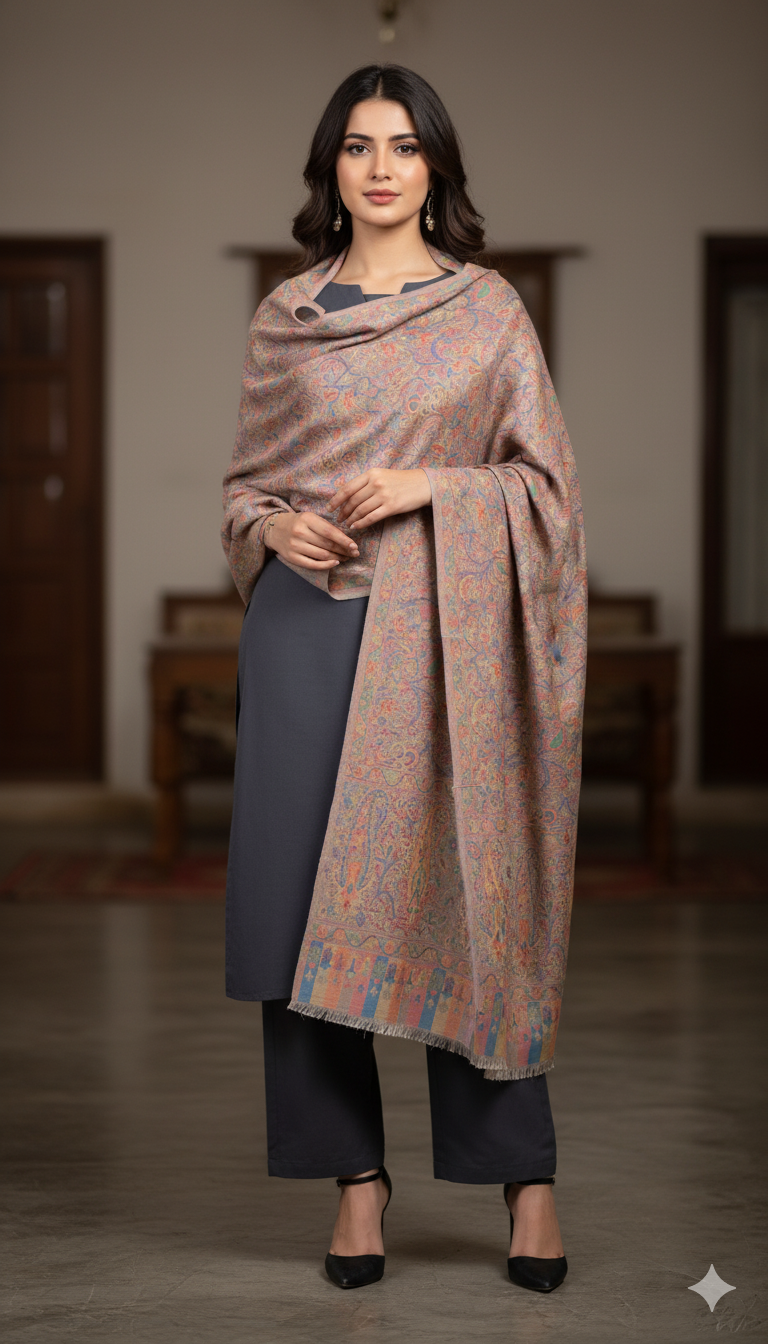 Elegant Kani Pashmina Shawl – Handwoven Heritage Wrap