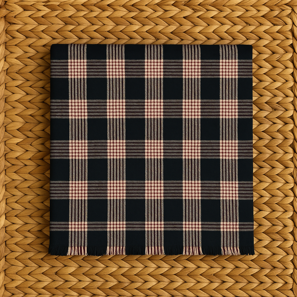 Luxury Checkered Pashmina Printed Shawl Black & Beige