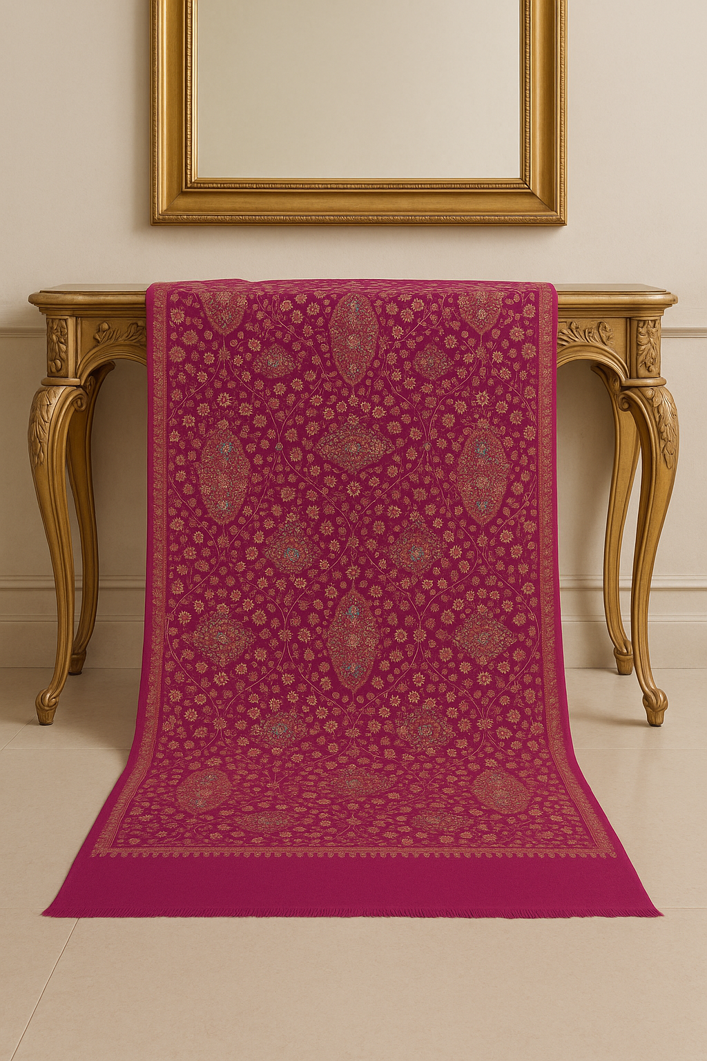 Magenta Pashmina Embroidered Shawl Luxury Kashmiri Craft