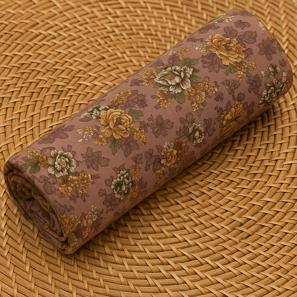 Unstitched 2-Piece Lilen Fabric – Floral Print on Mauve