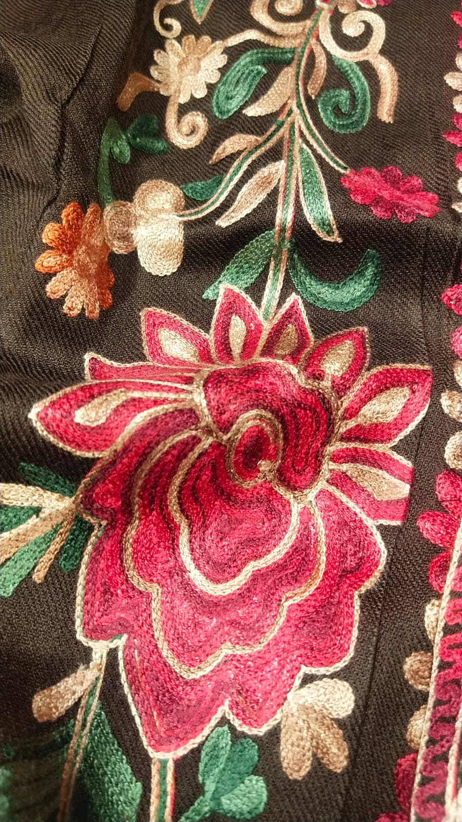 Kashmiri Embroidered Pashmina Kaftan – Chocolate Bloom