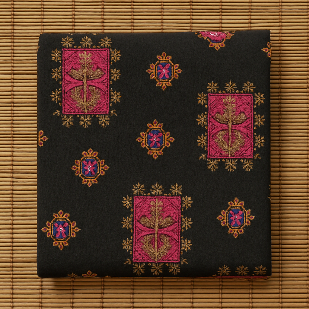 Embroidered Black Lawn