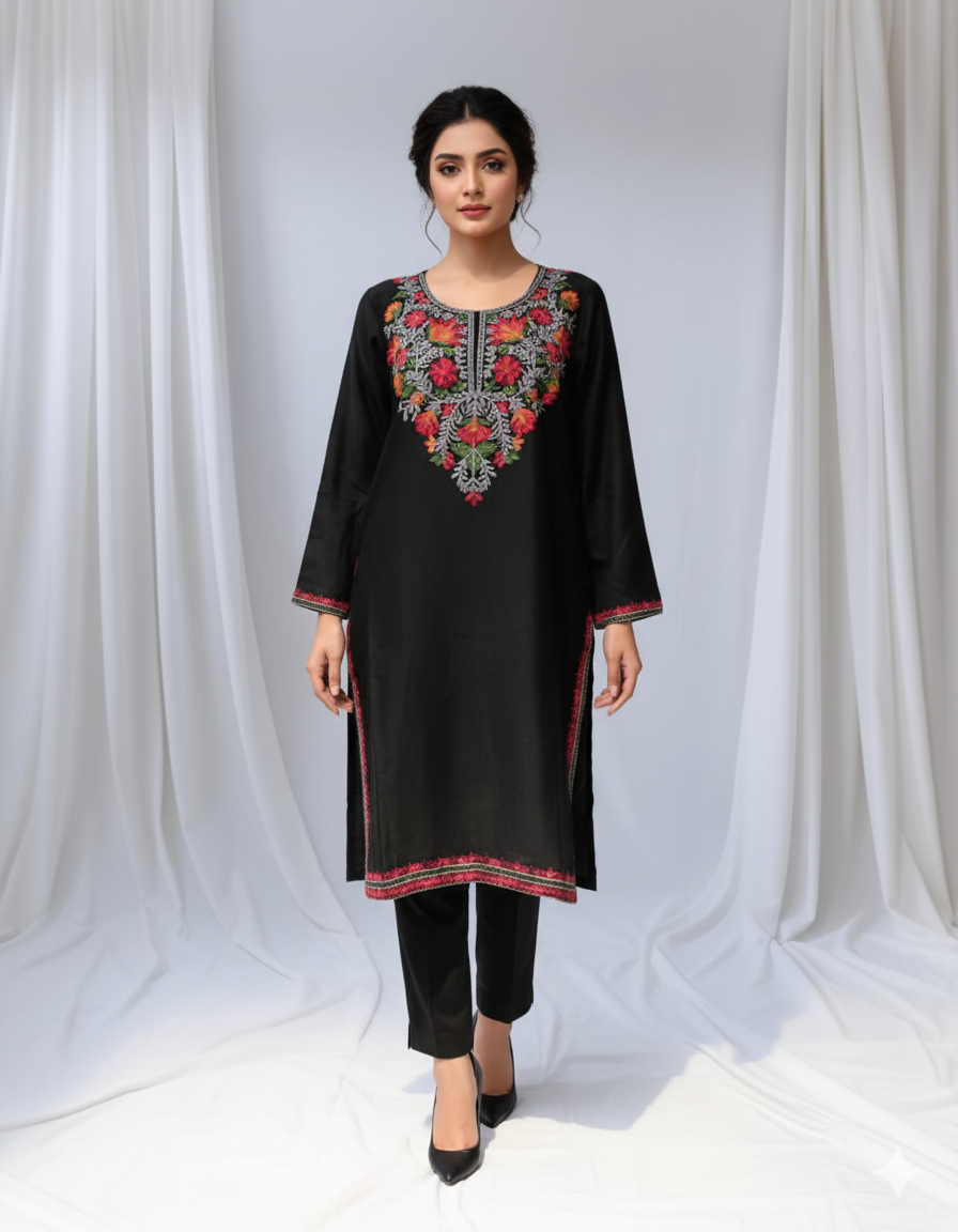 The Classic Black Pashmina Kurta