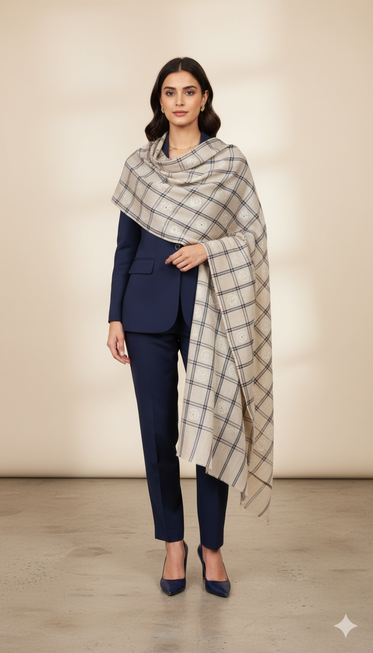 Luxury Pashmina Shawl with Gotta Embroidery