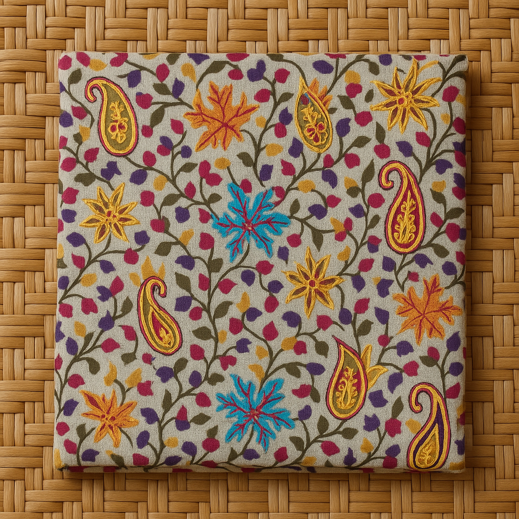 Printed aar embroidery Pashmina Shawl