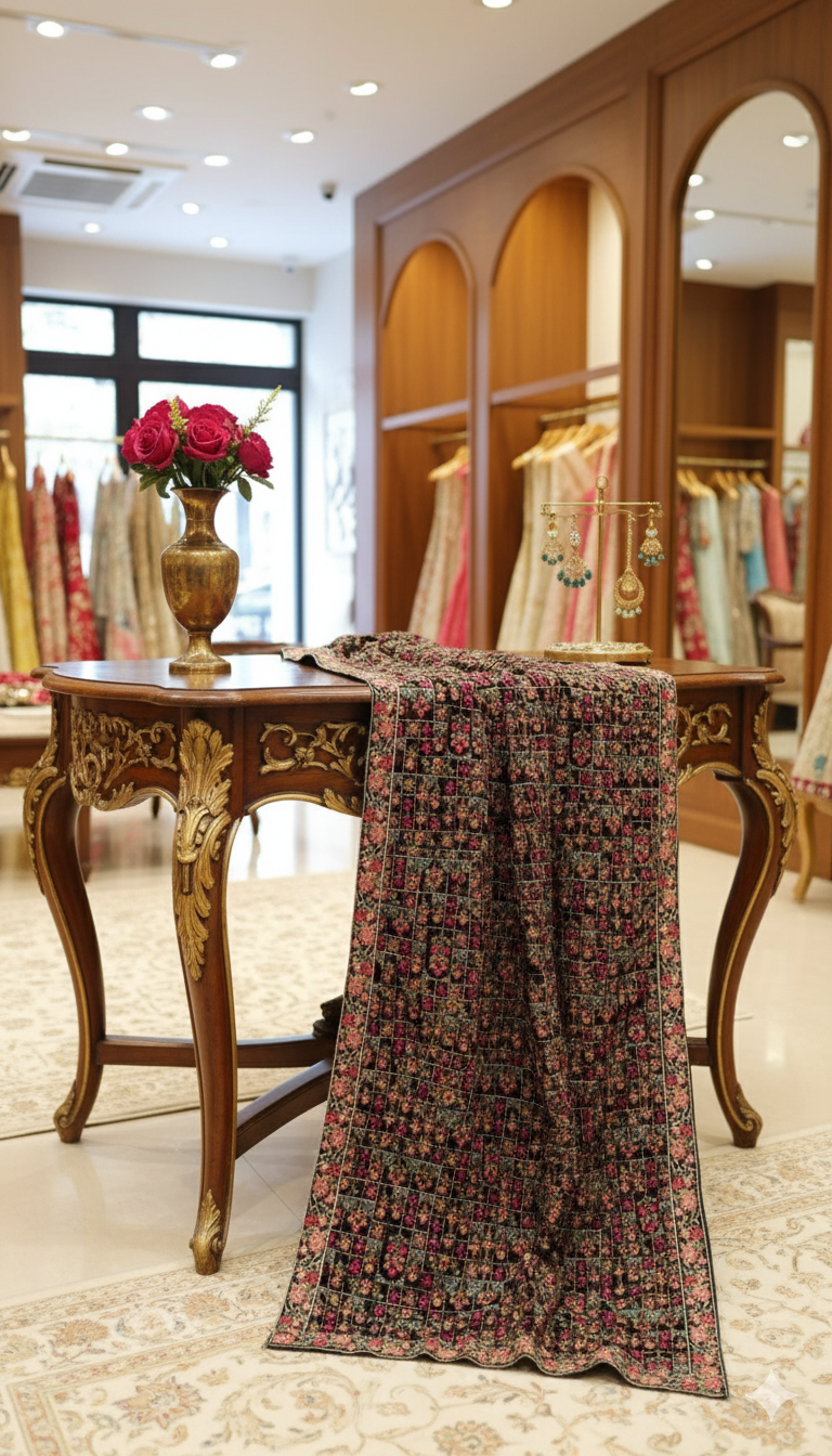 Luxury Velvet Embroidered Shawl Timeless Artistry