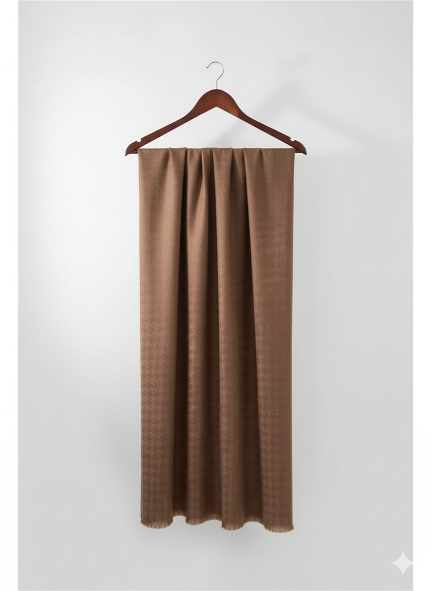 Classic Camel Houndstooth Winter Scarf/Stole - Luxurious Warmth