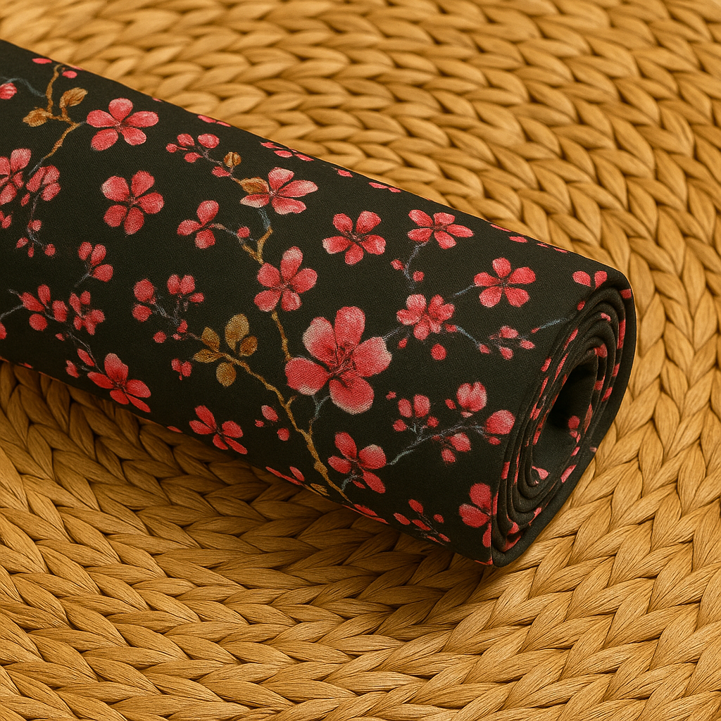 Unstitched Lilen Fabric. Cherry Blossom Print (2-Piece)