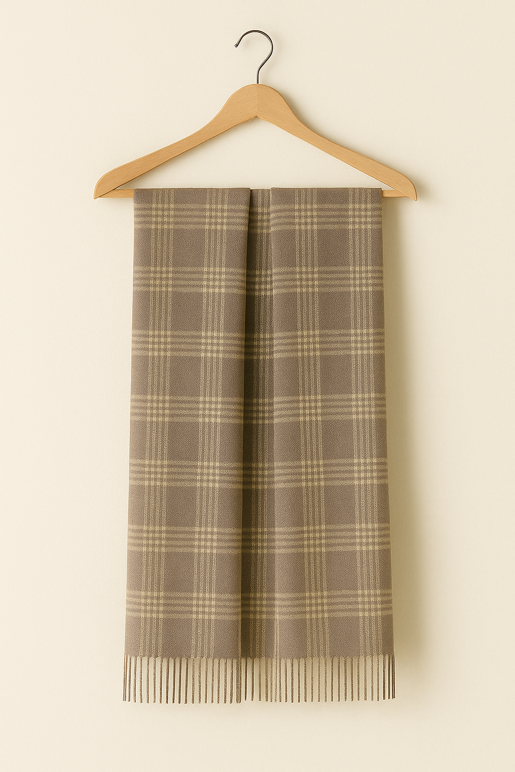 Product Title: Classic Checkered Pashmina Shawl  Warm Beige