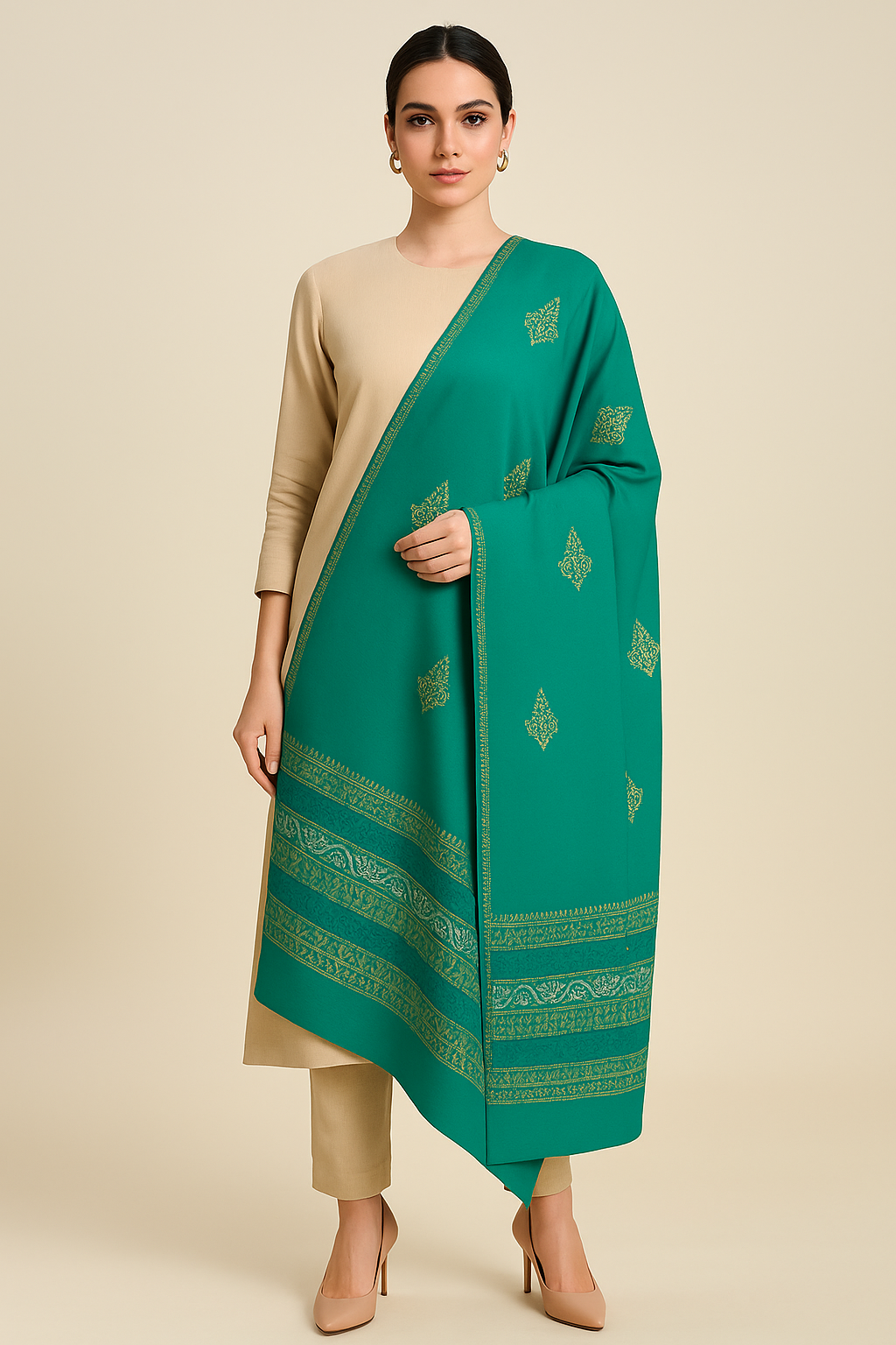 Luxury Pashmina Shawl  Emerald Elegance