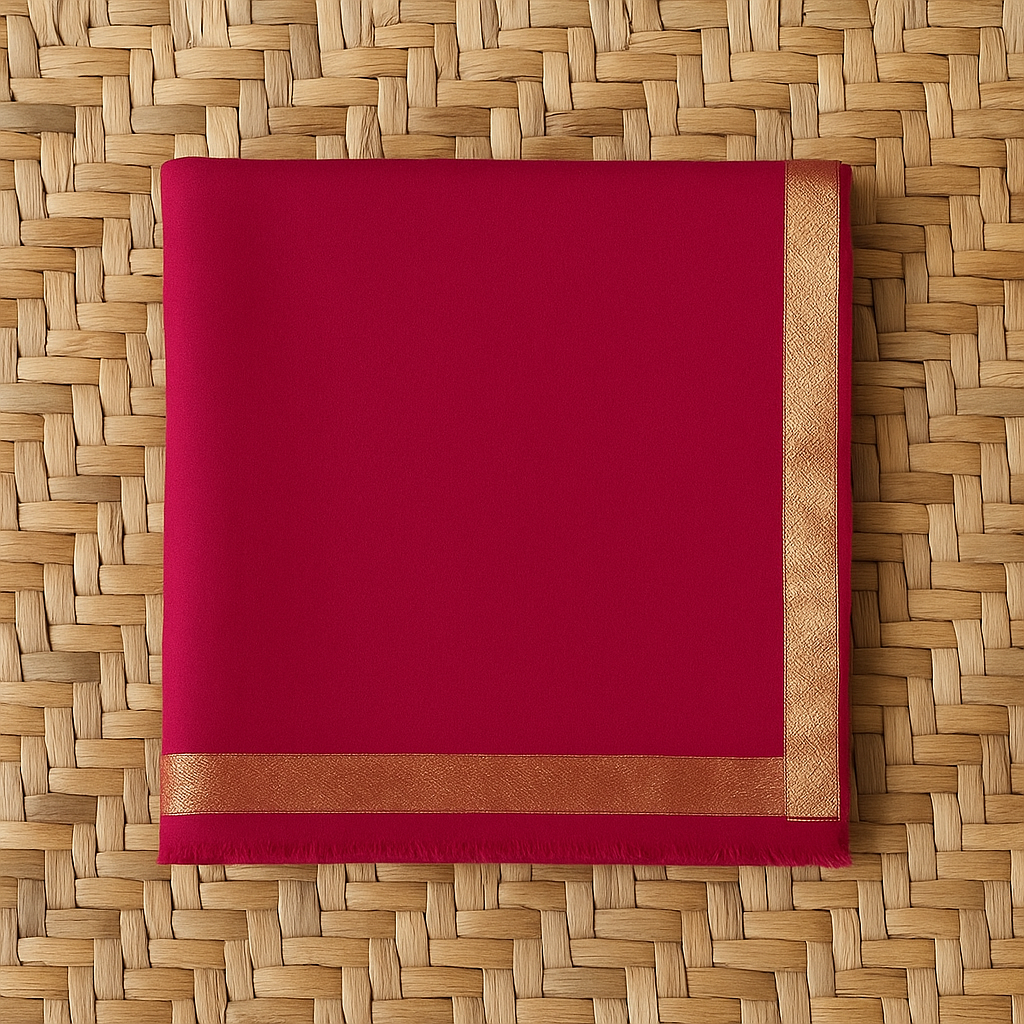 Zari Border Pashmina Shawl  Magenta Elegance