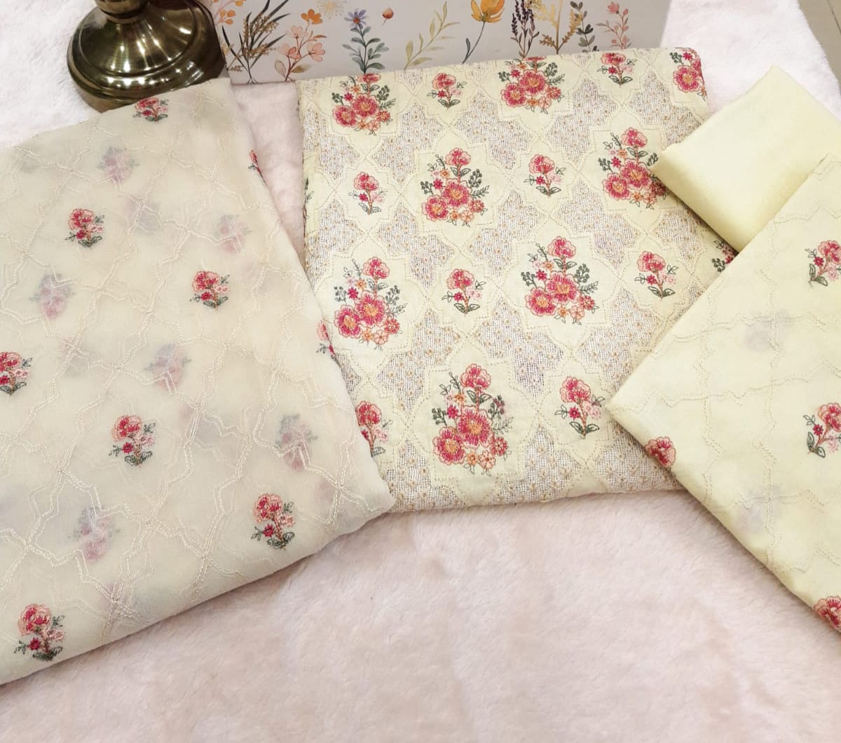 Ivory Elegance Floral Embroidered