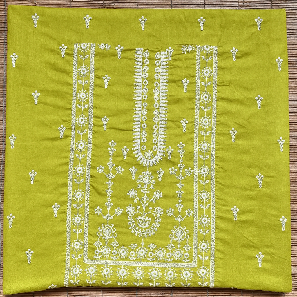 Olive Green Unstitched Embroidered Lawn Shirt