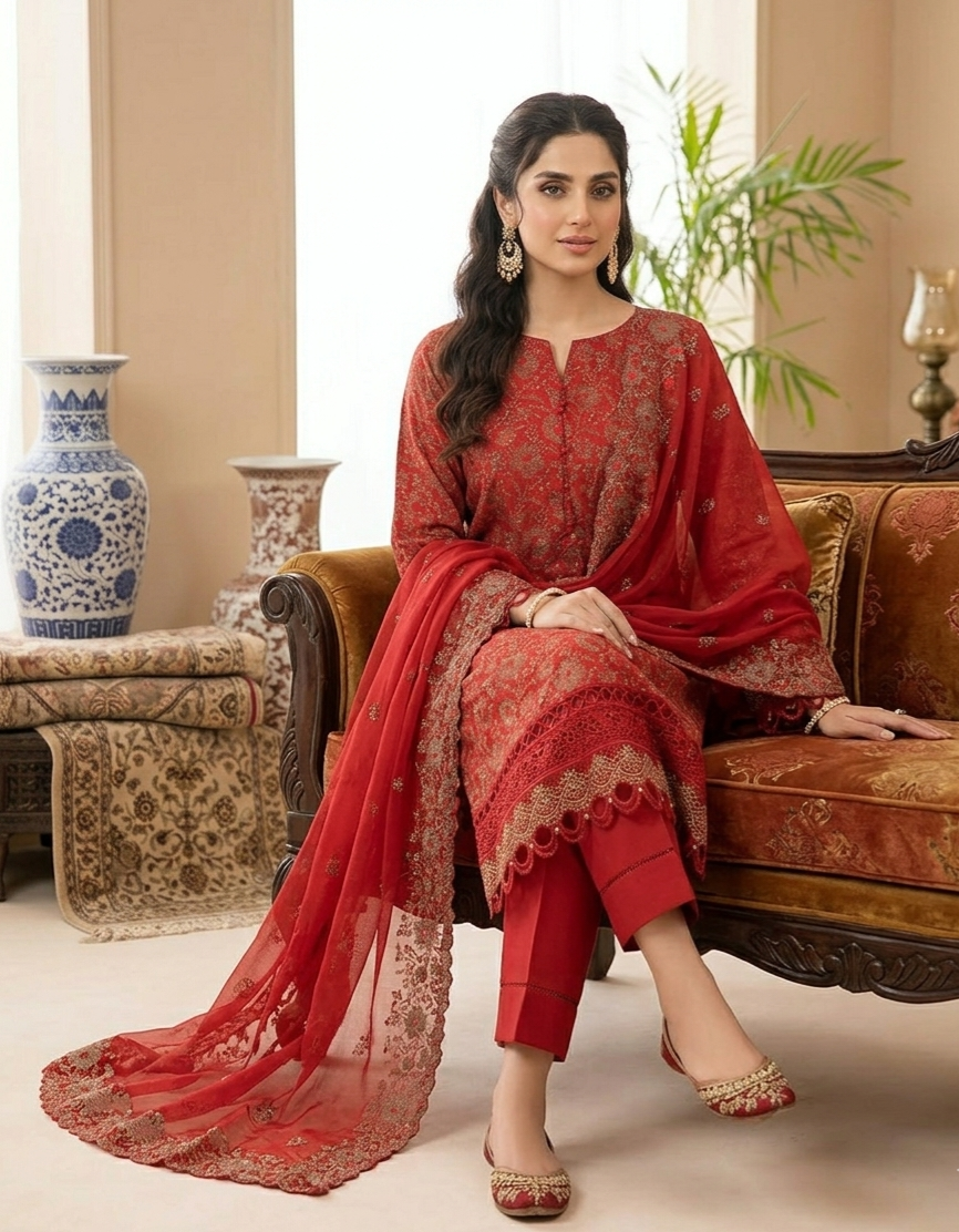 Crimson Heritage Bareeze Embroidered Lawn