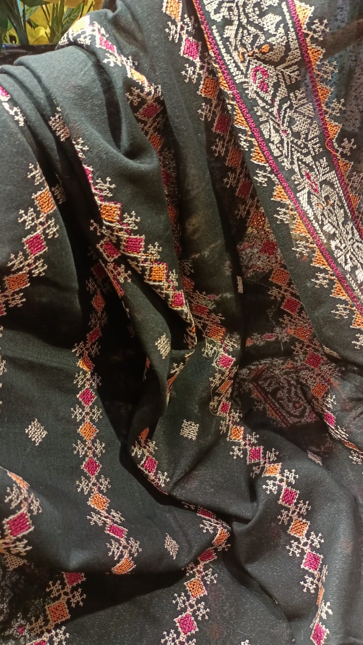 Black Karandi Embroidered Shawl
