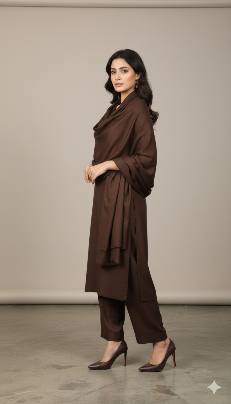 Classic Cocoa Brown Pashmina Shawl