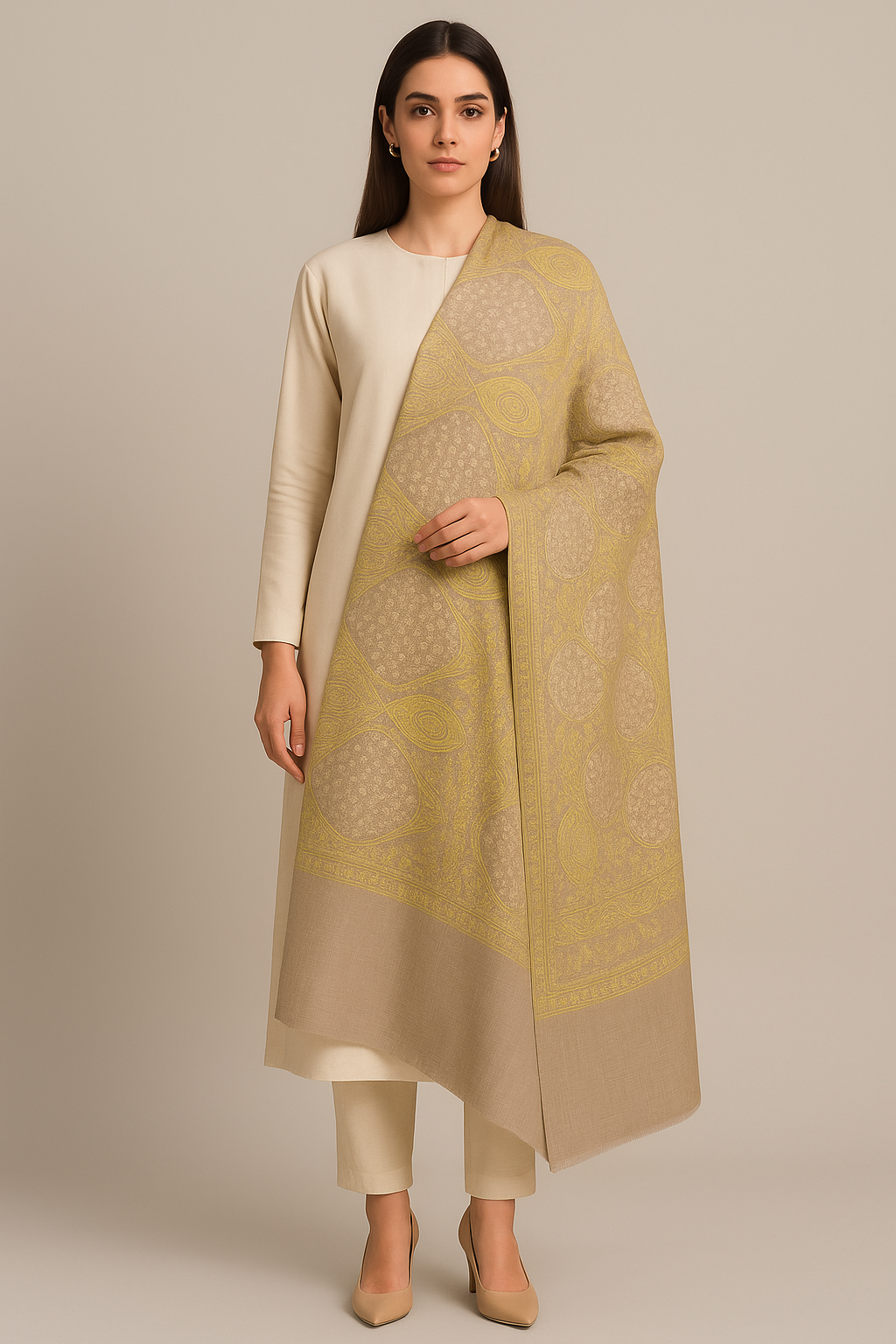 Pashmina aari embroidery shawl