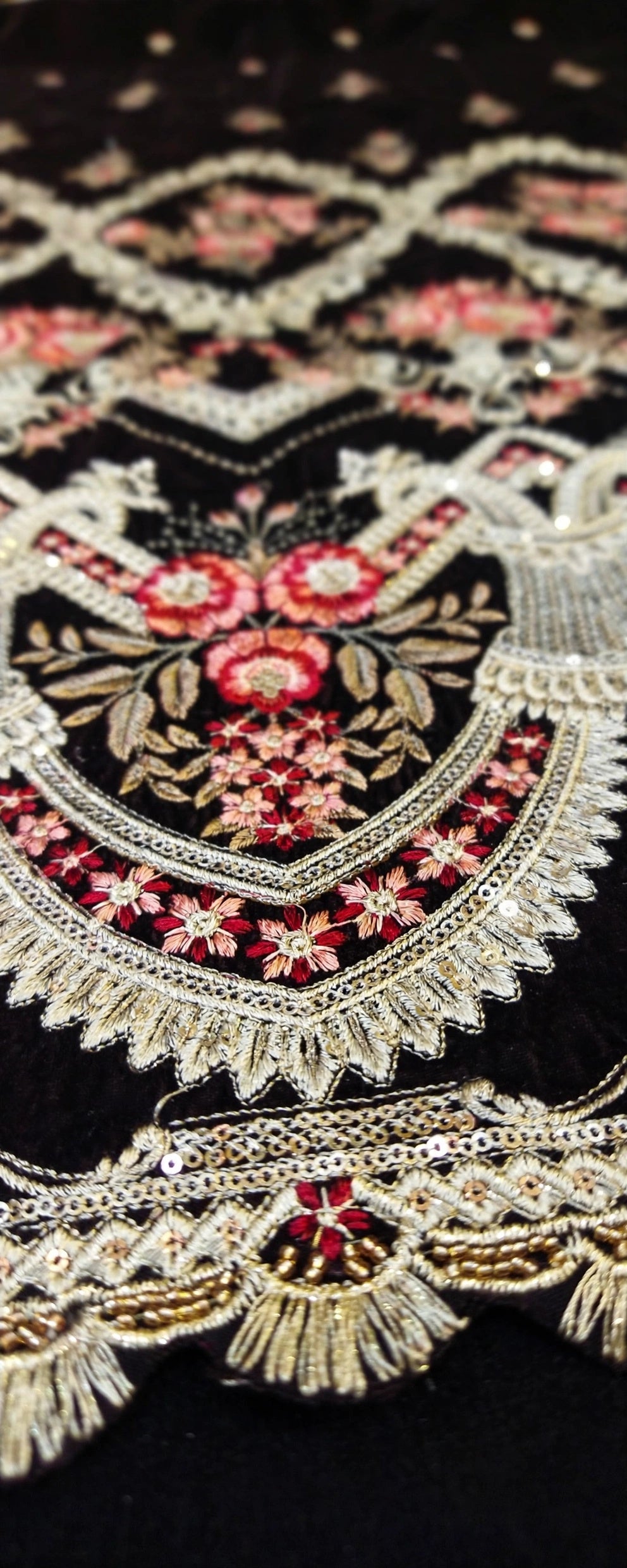 Brown Heavy Embroidered Velvet Shawl