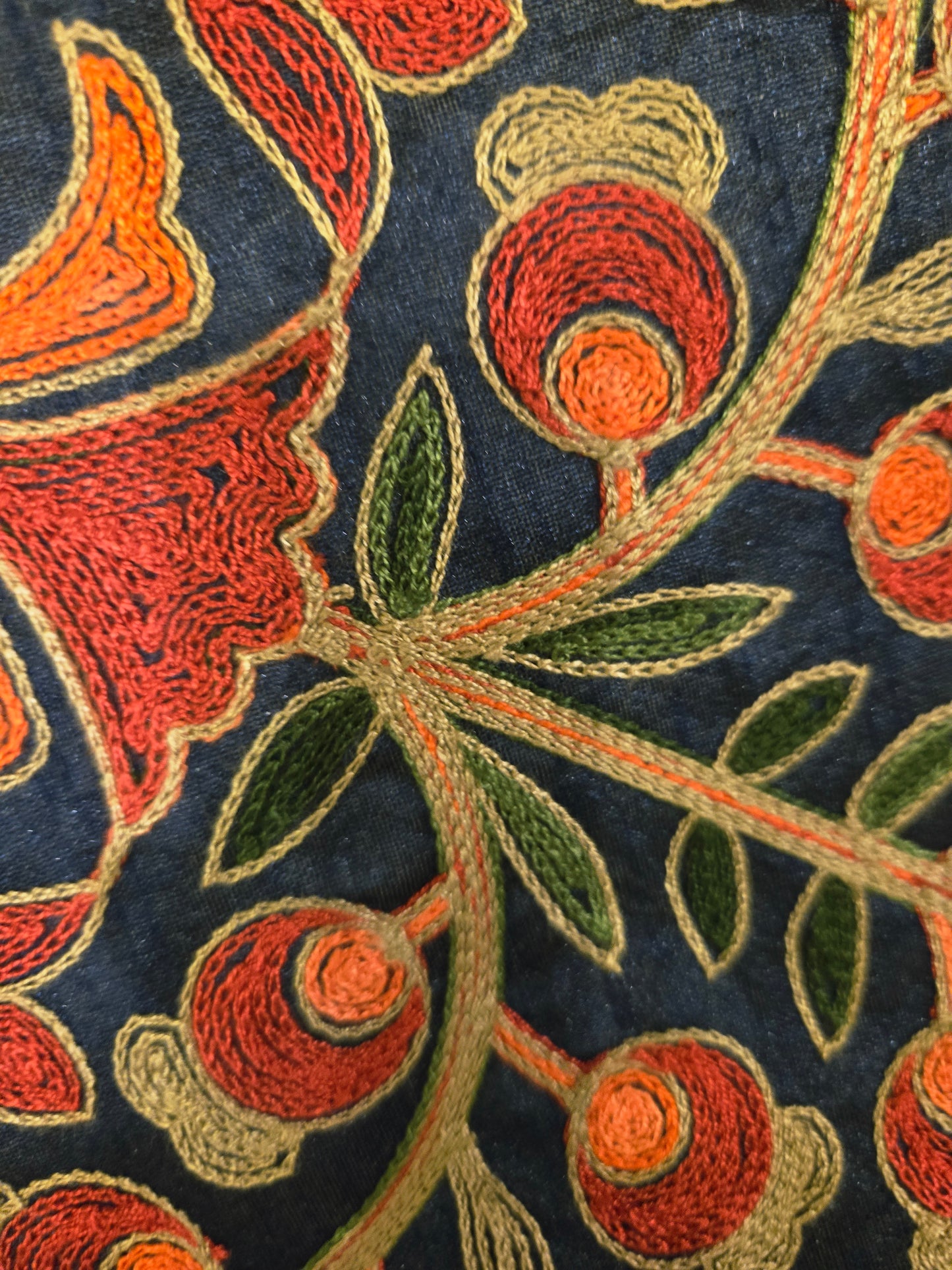 Floral Medallion Embroidered Silk Floor Cushion