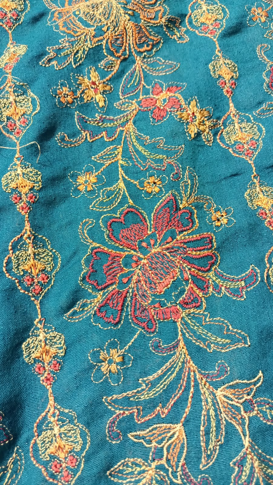 Elegant Blue Karandi Embroidered Floral Heritage Design