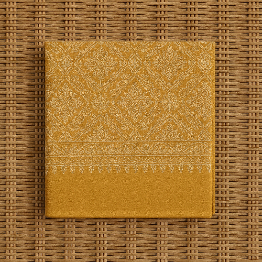Mustard Golden Embroidered Pashmina Shawl – Timeless Luxury