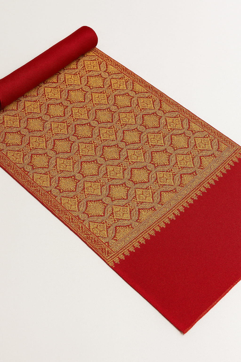 Luxury Red & Gold Handwoven Pashmina Shawl
