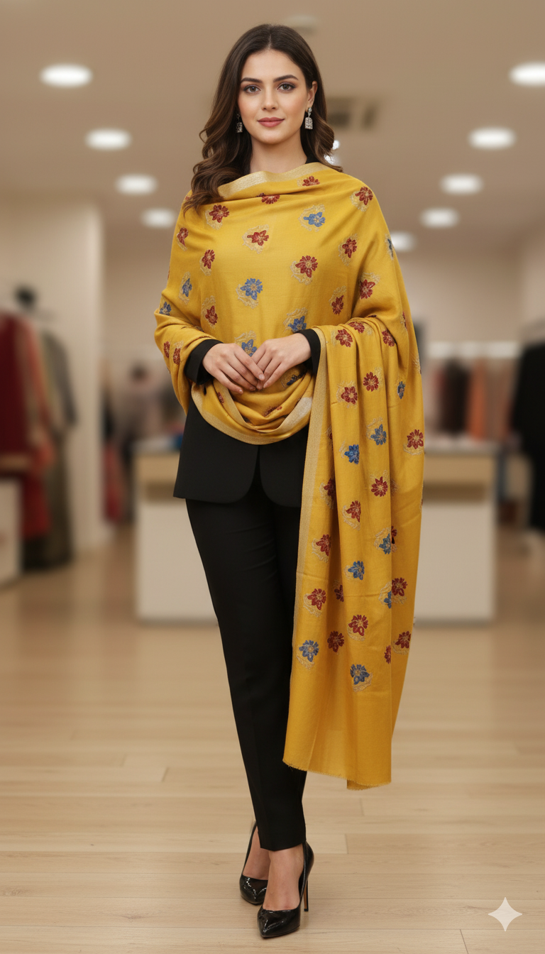 Mustard pashmina shawl