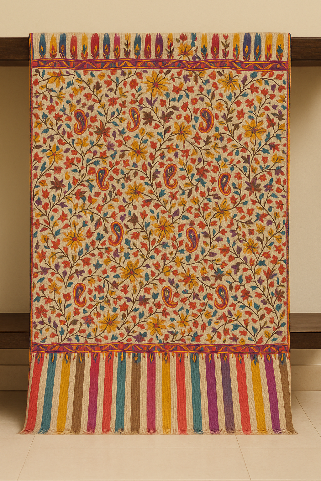 Luxury Pashmina Printed Shawl  Multicolor Floral Paisley