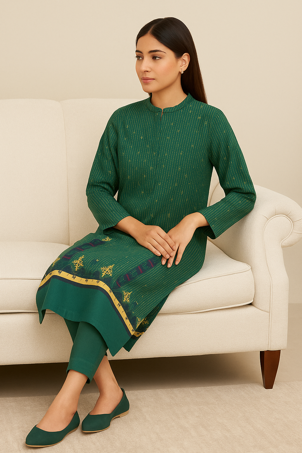 Ornamental border Karandi Shirt