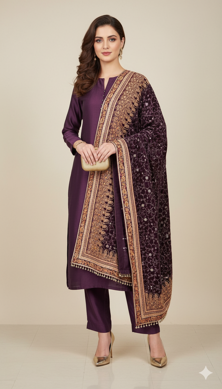 Luxury Embroidered Velvet Suit