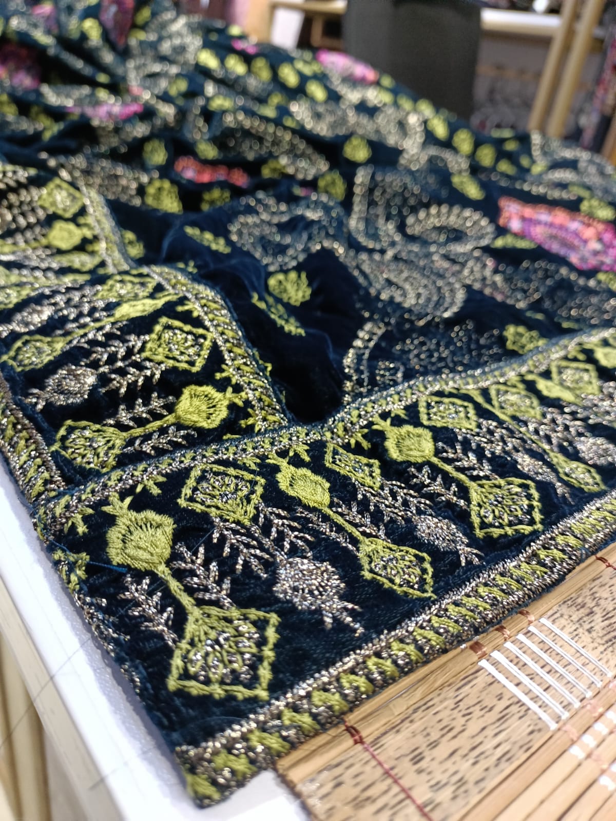 Velvet embroidered shawl