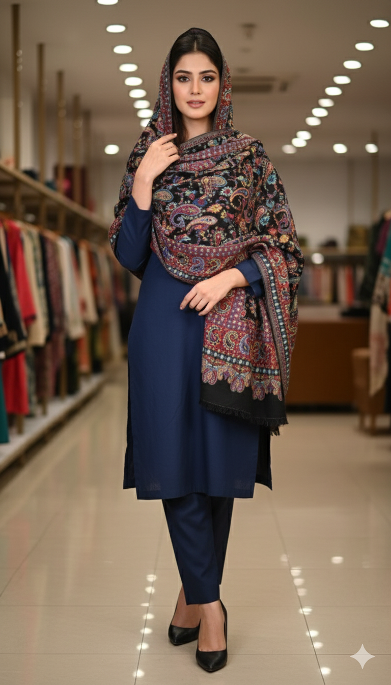 Kani Pashmina Shawl – Multicolor Paisley Elegance