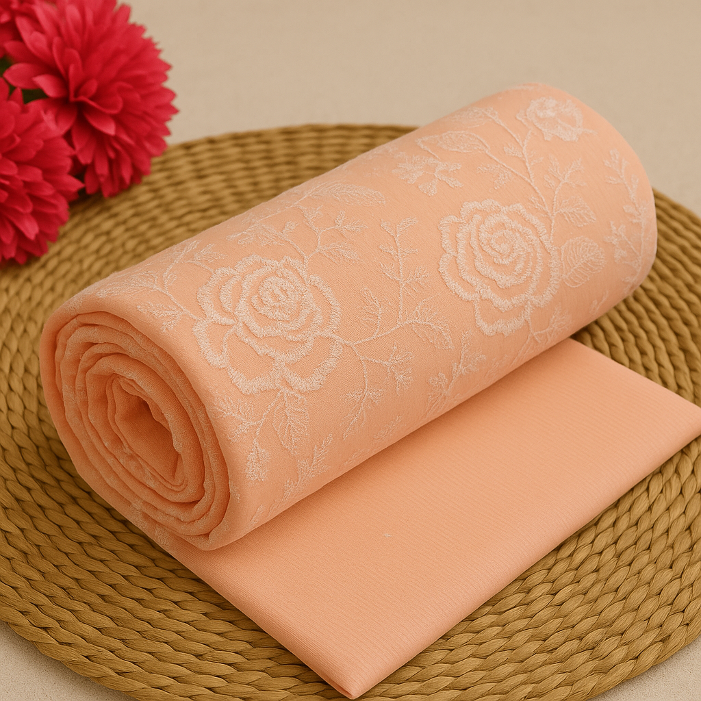 Peach Rose – Unstitched Embroidered Lawn 2-Piece Suit