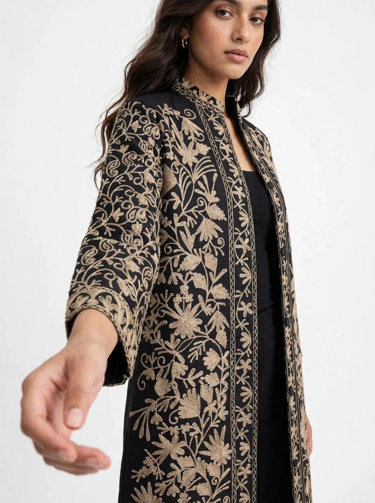 The Heritage Black Gold Kashmiri Jacket