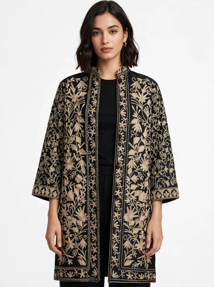 The Heritage Black Gold Kashmiri Jacket