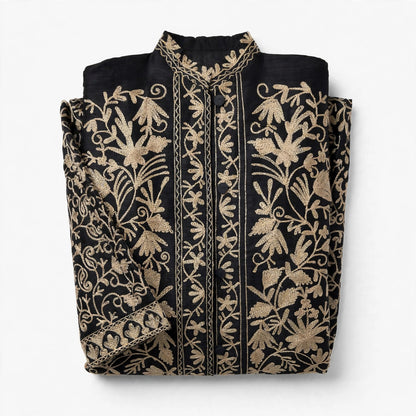 The Heritage Black Gold Kashmiri Jacket