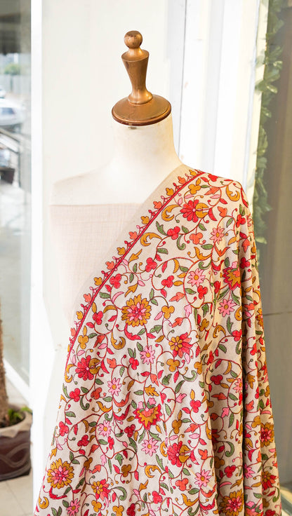 Elegant Floral Pashmina Embroidered Shawl