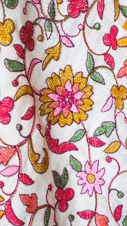 Elegant Floral Pashmina Embroidered Shawl