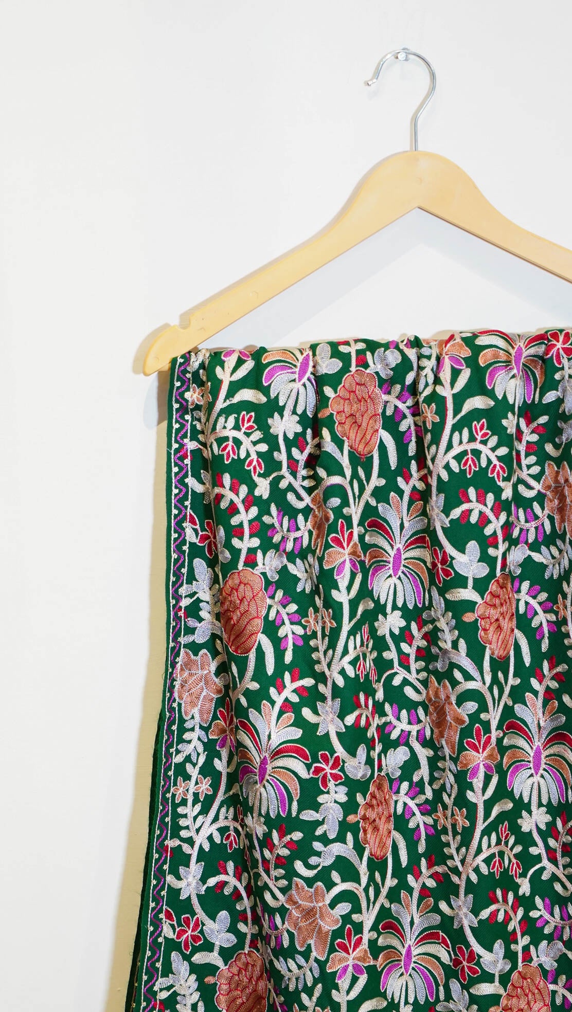 Kalamkari Embroidered Shawl - Handmade, Unique, Luxury Wrap