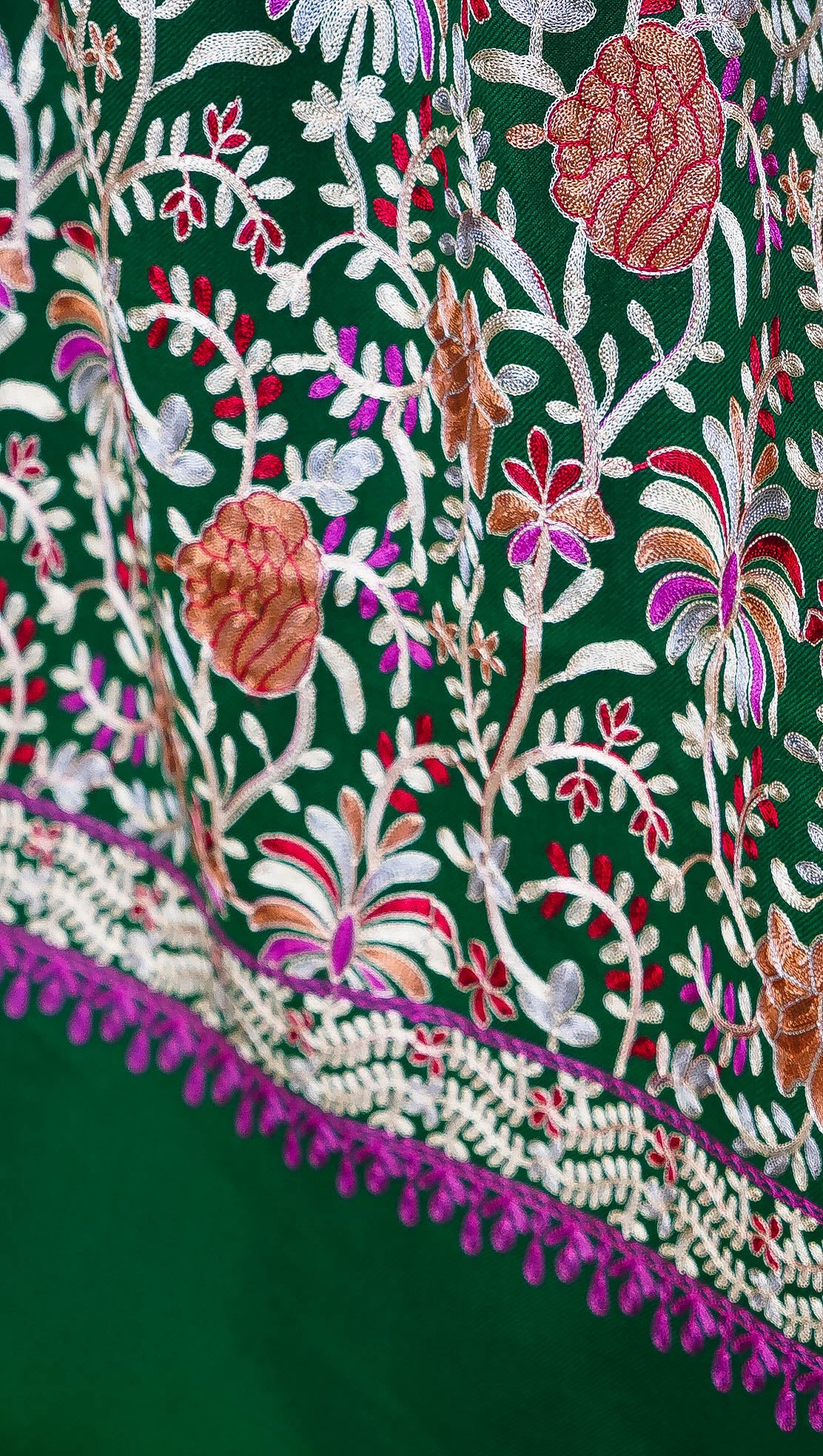 Kalamkari Embroidered Shawl - Handmade, Unique, Luxury Wrap