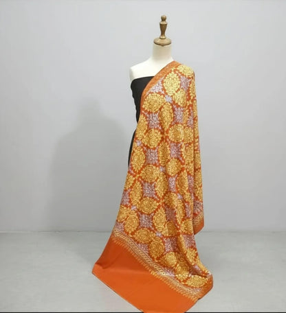 Aari Embroidery Pashmina Shawl | Indian/Kashmiri Paisley Design Scarf | Large red shawl