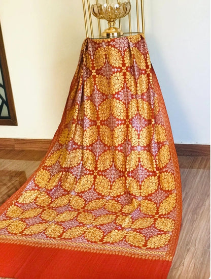 Aari Embroidery Pashmina Shawl | Indian/Kashmiri Paisley Design Scarf | Large red shawl