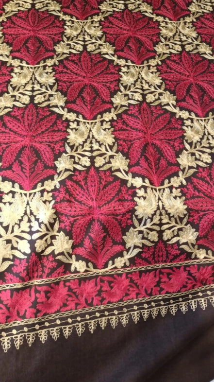 Brown Pashmina Shawl | Kashmiri Embroidered Wedding Wrap