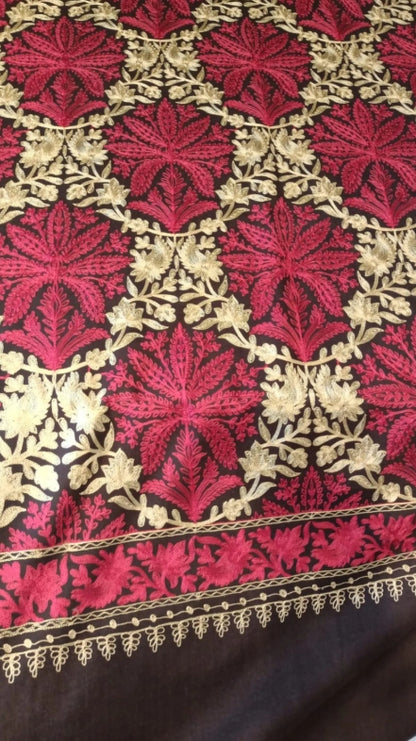Brown Pashmina Shawl | Kashmiri Embroidered Wedding Wrap
