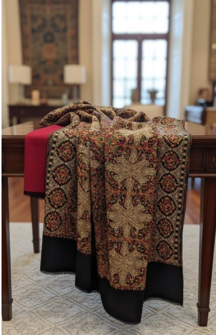 Rich Multi-Color Embroidered Pashmina Shawl
